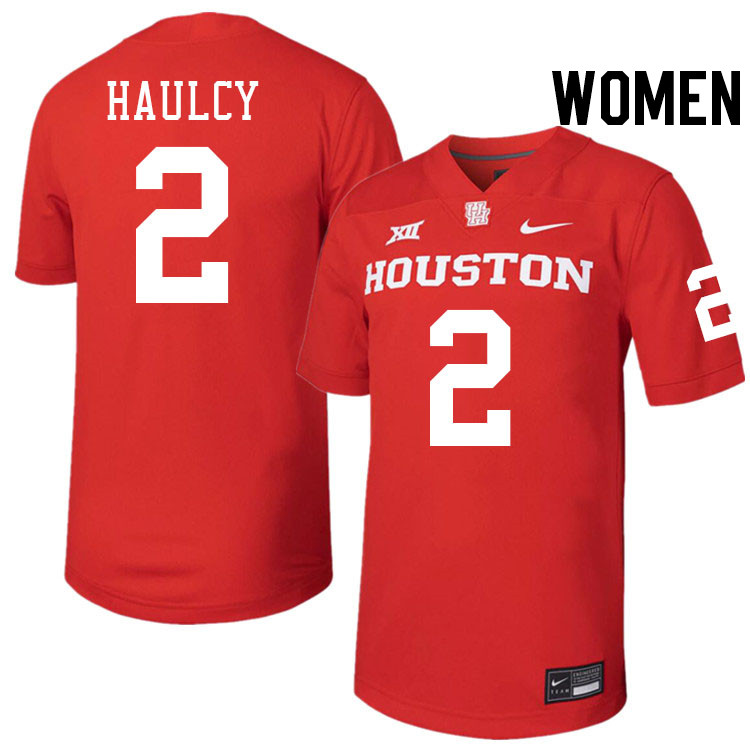 Women #2 A.J. Haulcy Houston Cougars College Football Jerseys Stitched-Red